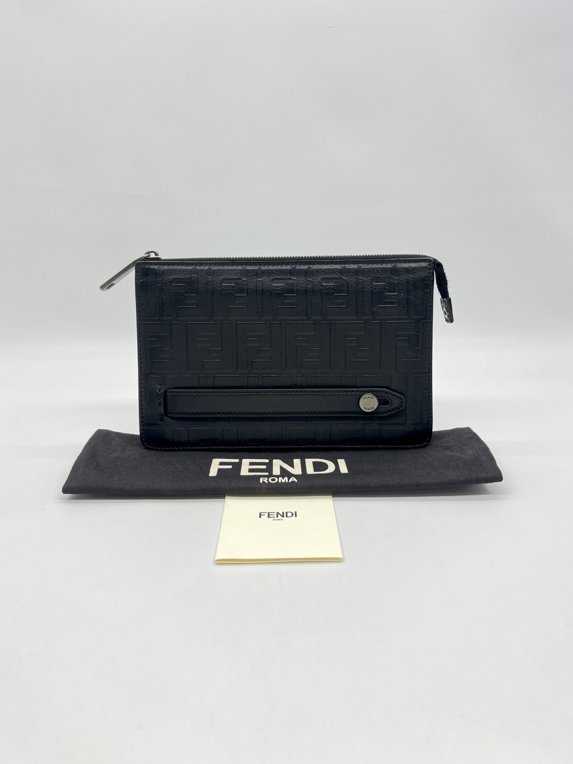 Fendi Clutch Leather FF Black