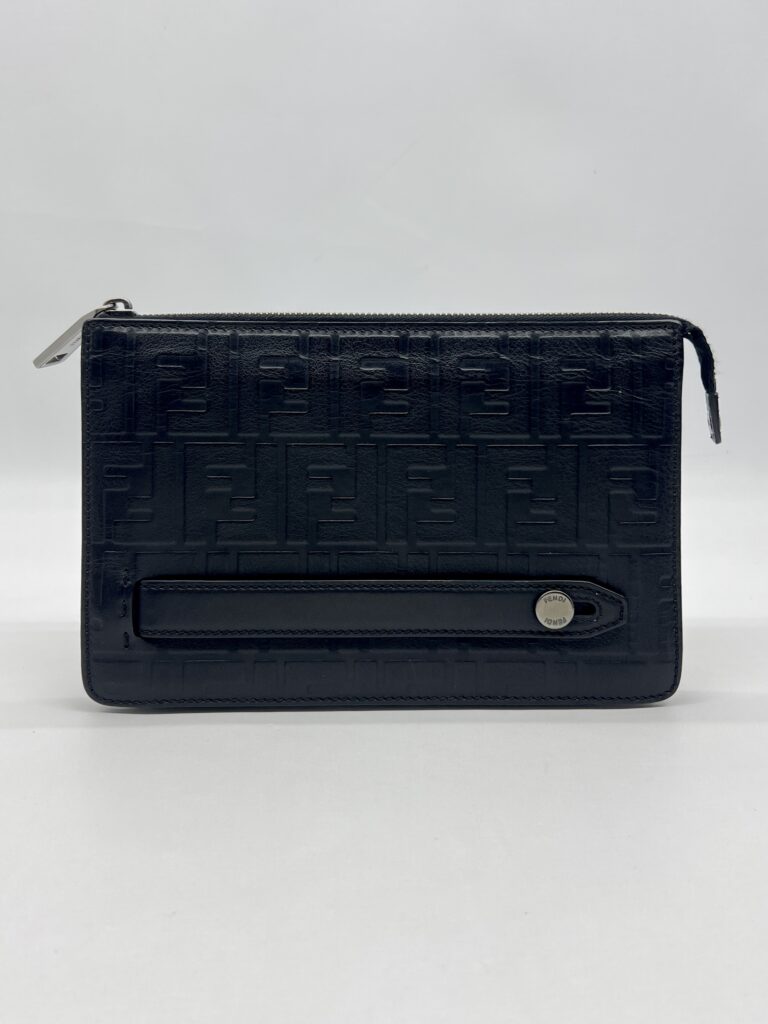 Fendi Clutch Leather FF Black