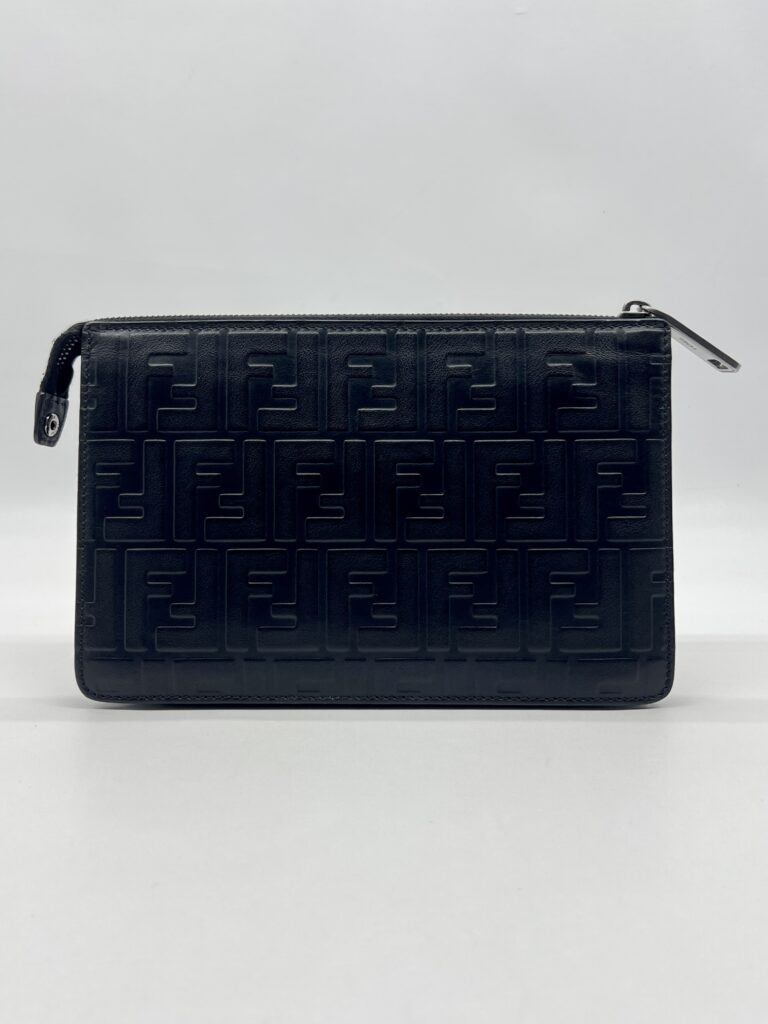Fendi Clutch Leather FF Black