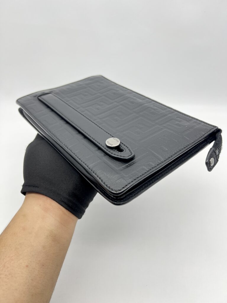 Fendi Clutch Leather FF Black