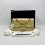 Chanel Medium Classic D Flap Caviar Iridescent Yellow GHW