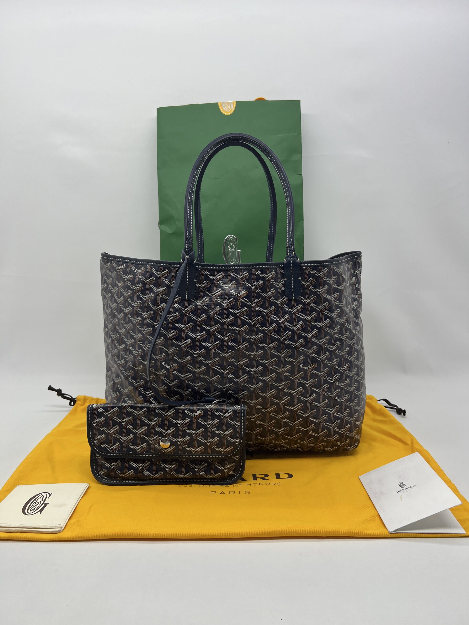Goyard St Louis PM Goyardine Bleu Marine SHW