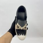 Fendi Monster Studded Slip On Shoes Black/Grey/Beige Multicolor