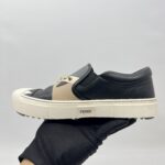 Fendi Monster Studded Slip On Shoes Black/Grey/Beige Multicolor