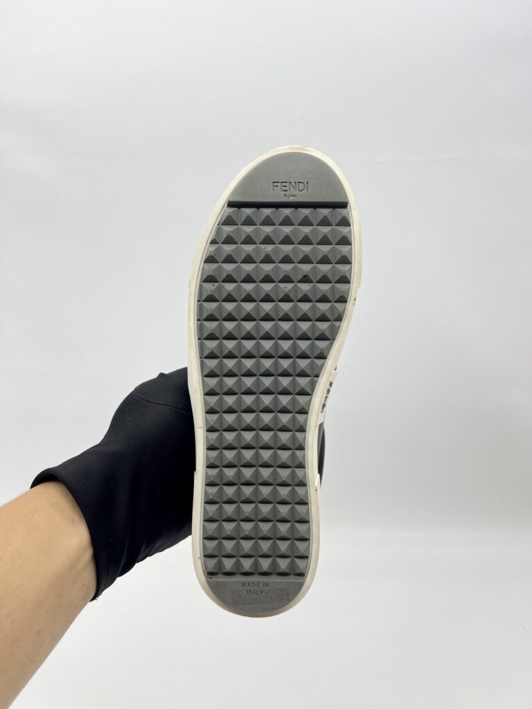 Fendi Monster Studded Slip On Shoes Black/Grey/Beige Multicolor