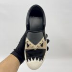 Fendi Monster Studded Slip On Shoes Black/Grey/Beige Multicolor