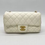 Chanel Mini Rectangular Pearl Crush Lambskin White GHW