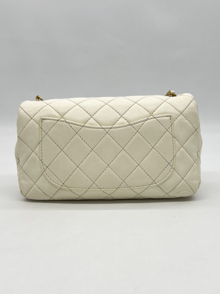 Chanel Mini Rectangular Pearl Crush Lambskin White GHW