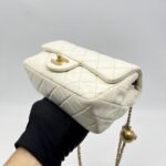 Chanel Mini Rectangular Pearl Crush Lambskin White GHW