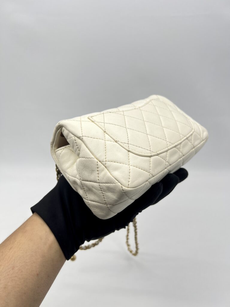 Chanel Mini Rectangular Pearl Crush Lambskin White GHW