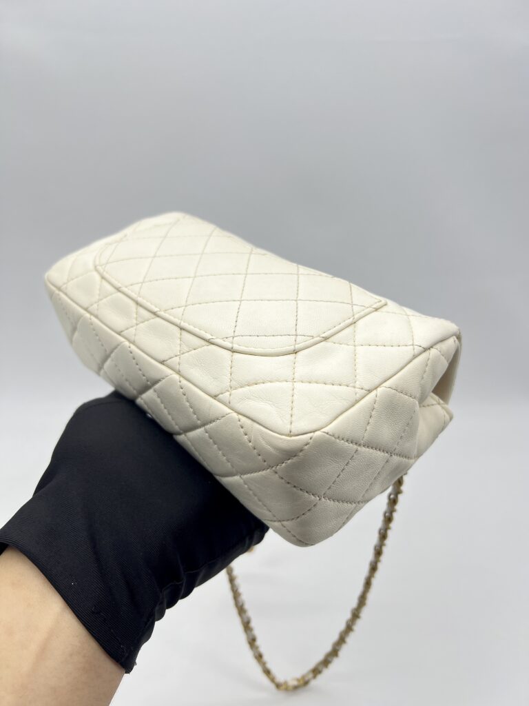 Chanel Mini Rectangular Pearl Crush Lambskin White GHW