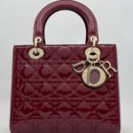 Dior Lady Dior Medium Vernis Red GHW