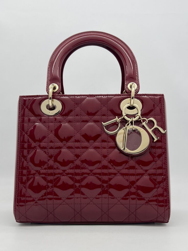 Dior Lady Dior Medium Vernis Red GHW