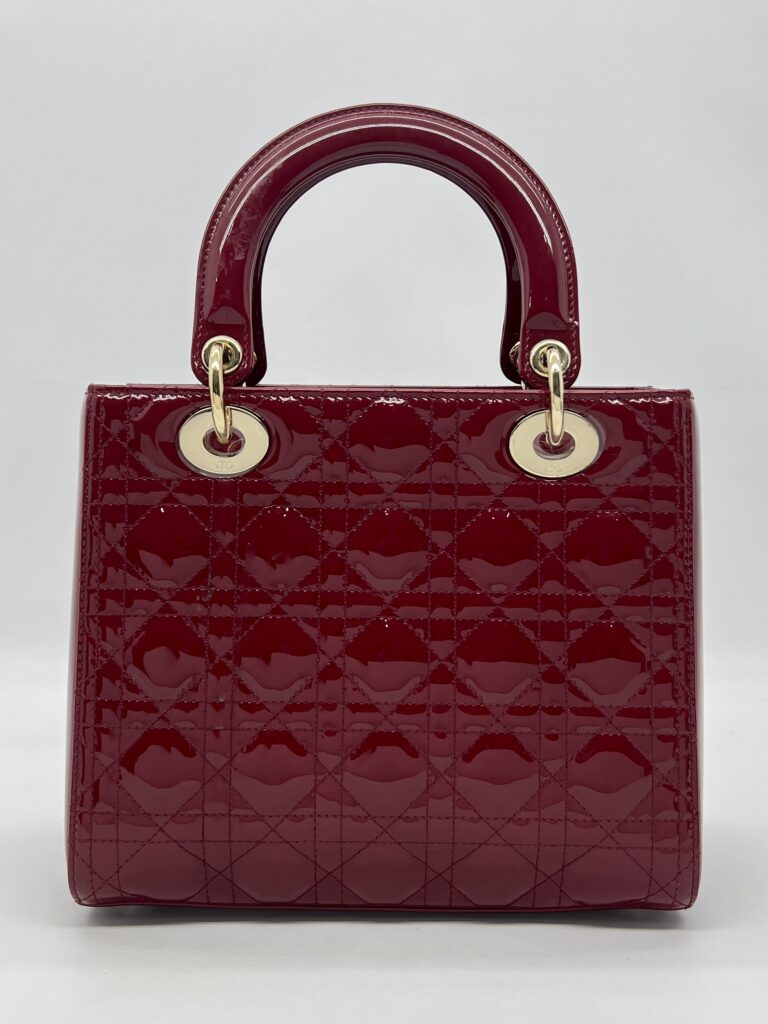 Dior Lady Dior Medium Vernis Red GHW