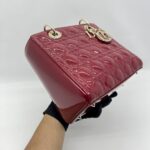 Dior Lady Dior Medium Vernis Red GHW