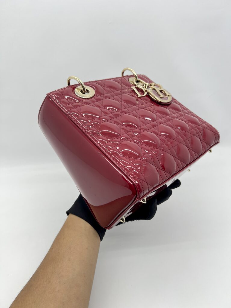 Dior Lady Dior Medium Vernis Red GHW