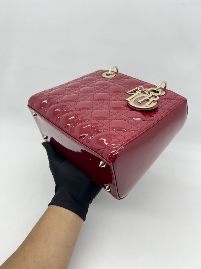 Dior Lady Dior Medium Vernis Red GHW
