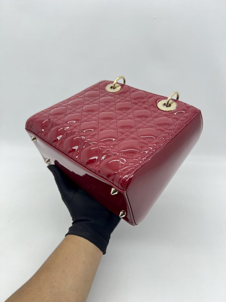 Dior Lady Dior Medium Vernis Red GHW