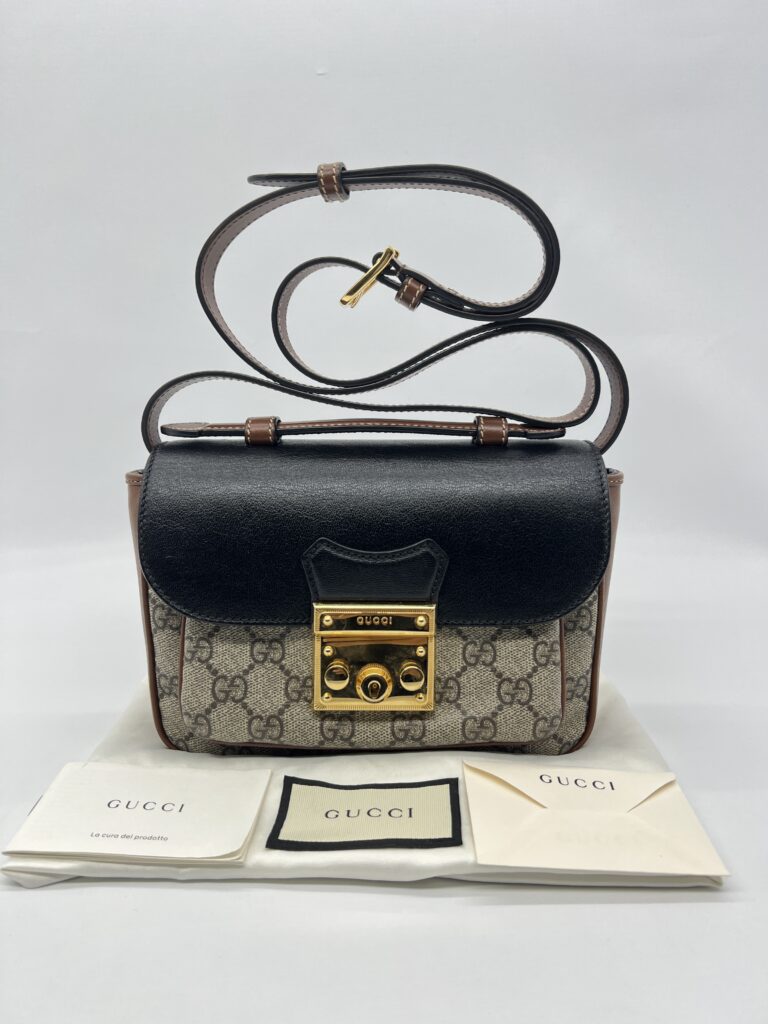 GUCCI Padlock Slingbag GG Supreme Brown Black GHW