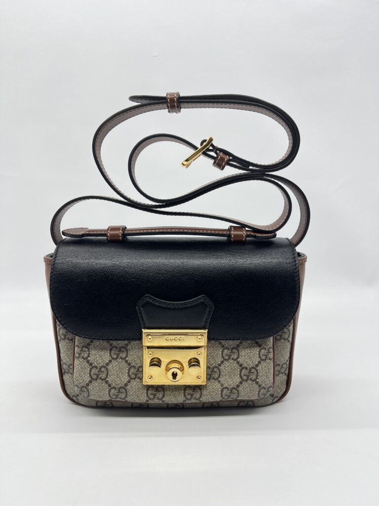 GUCCI Padlock Slingbag GG Supreme Brown Black GHW