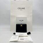 Celine Bifold Card Holder Triomphe Pontet Grained Black GHW