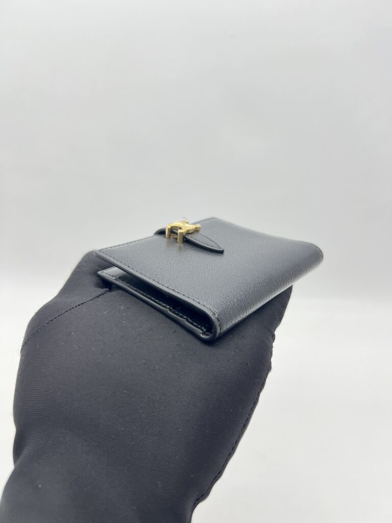 Celine Bifold Card Holder Triomphe Pontet Grained Black GHW