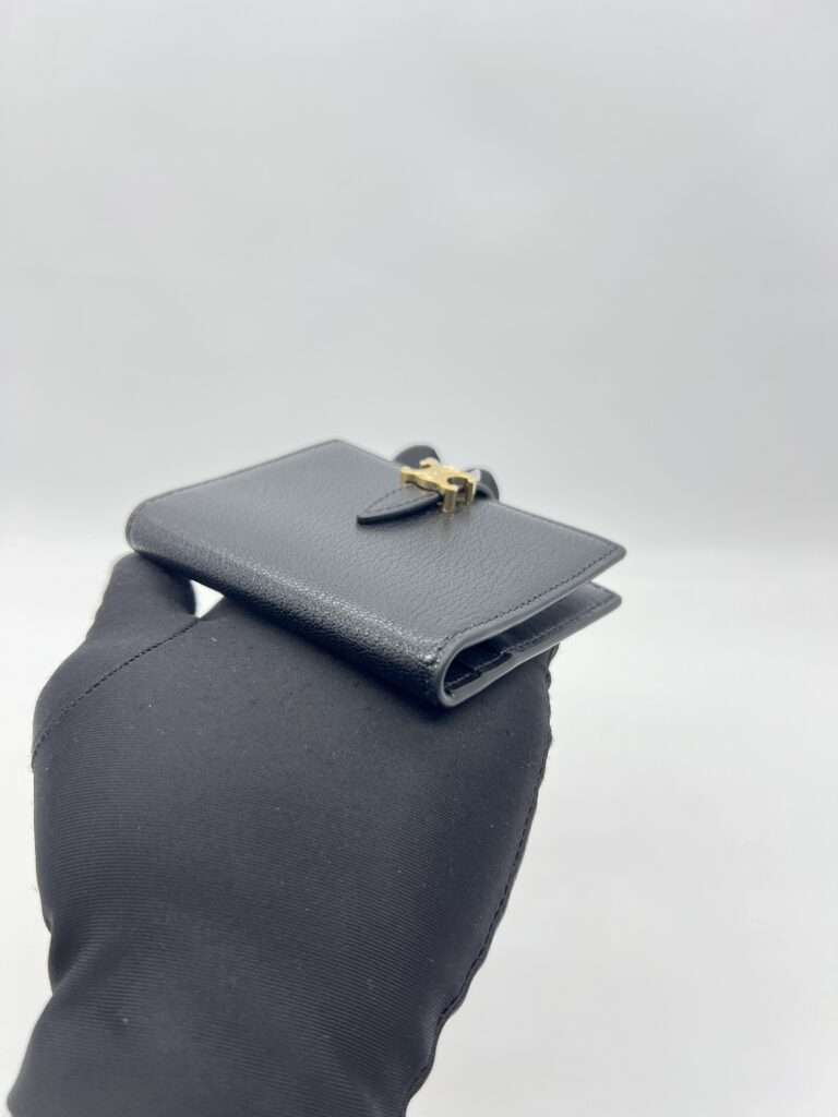 Celine Bifold Card Holder Triomphe Pontet Grained Black GHW