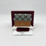 Gucci Bifold Card Case GG Canvas Blue Brown GHW