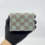 Gucci Bifold Card Case GG Canvas Blue Brown GHW