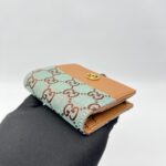 Gucci Bifold Card Case GG Canvas Blue Brown GHW