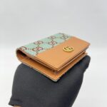 Gucci Bifold Card Case GG Canvas Blue Brown GHW