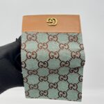 Gucci Bifold Card Case GG Canvas Blue Brown GHW
