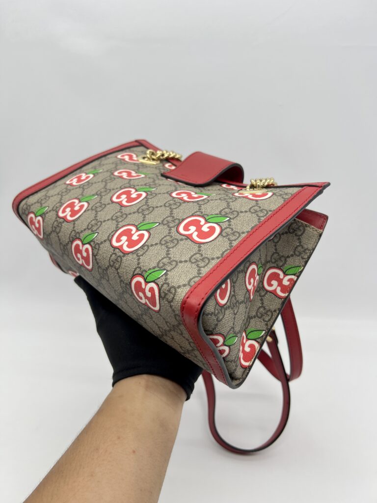 Gucci Padlock Shoulder Chain GG Supreme Apples Red GHW