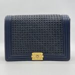 Chanel Boy 30 Lambskin Braided Navy GHW