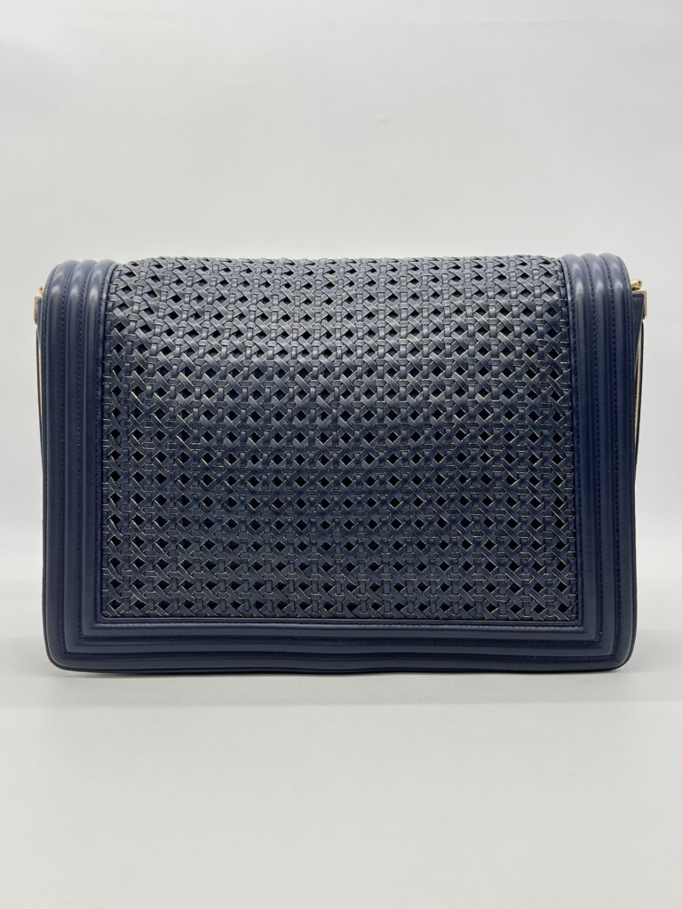 Chanel Boy 30 Lambskin Braided Navy GHW