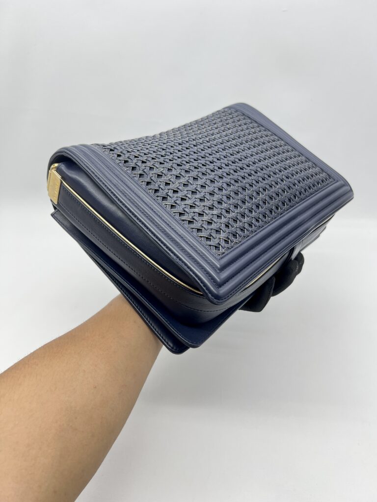 Chanel Boy 30 Lambskin Braided Navy GHW