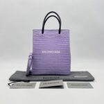 Balenciaga Mini Shopping Tote Embossed Croco Lilac  SHW