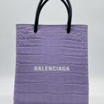 Balenciaga Mini Shopping Tote Embossed Croco Lilac  SHW