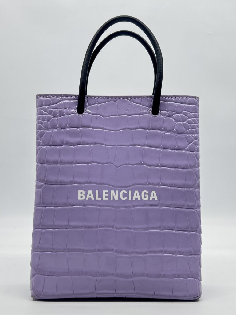 Balenciaga Mini Shopping Tote Embossed Croco Lilac  SHW
