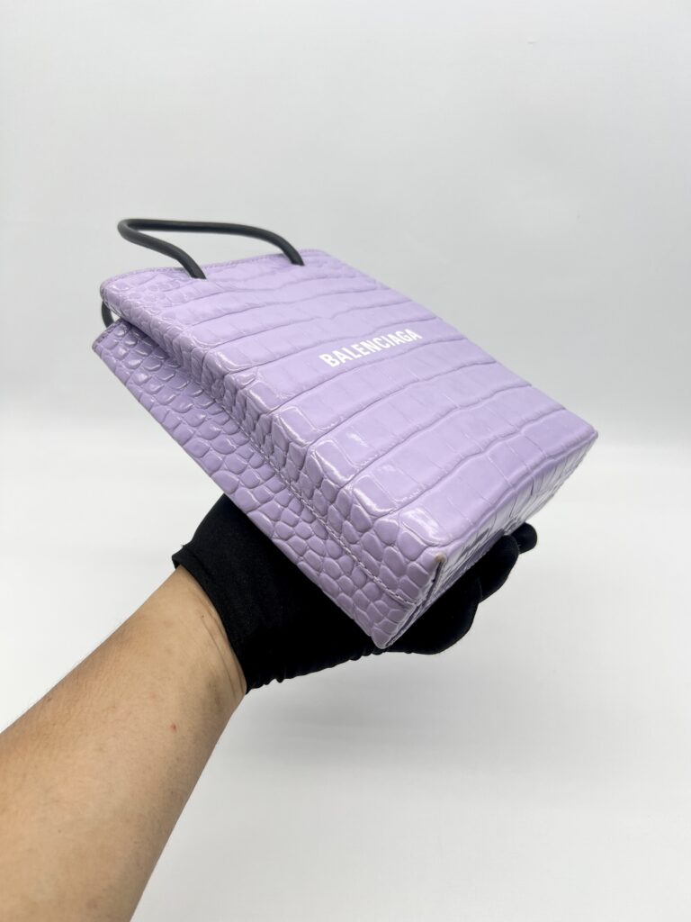 Balenciaga Mini Shopping Tote Embossed Croco Lilac  SHW