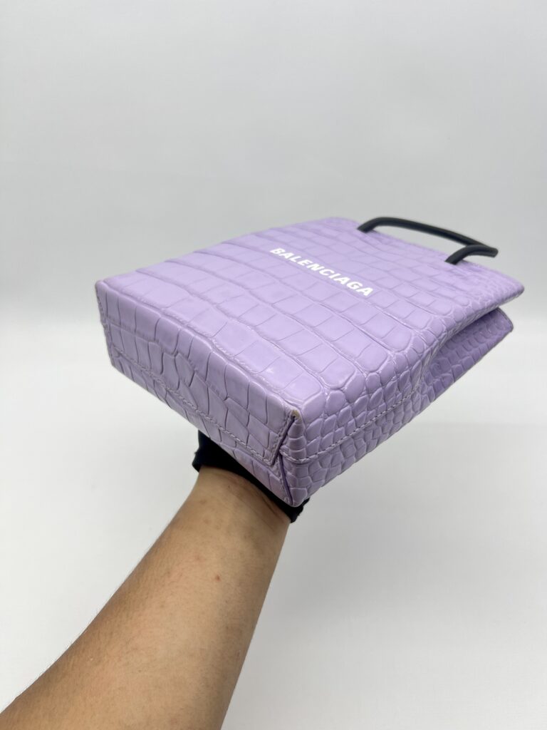 Balenciaga Mini Shopping Tote Embossed Croco Lilac  SHW