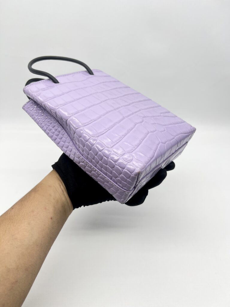 Balenciaga Mini Shopping Tote Embossed Croco Lilac  SHW