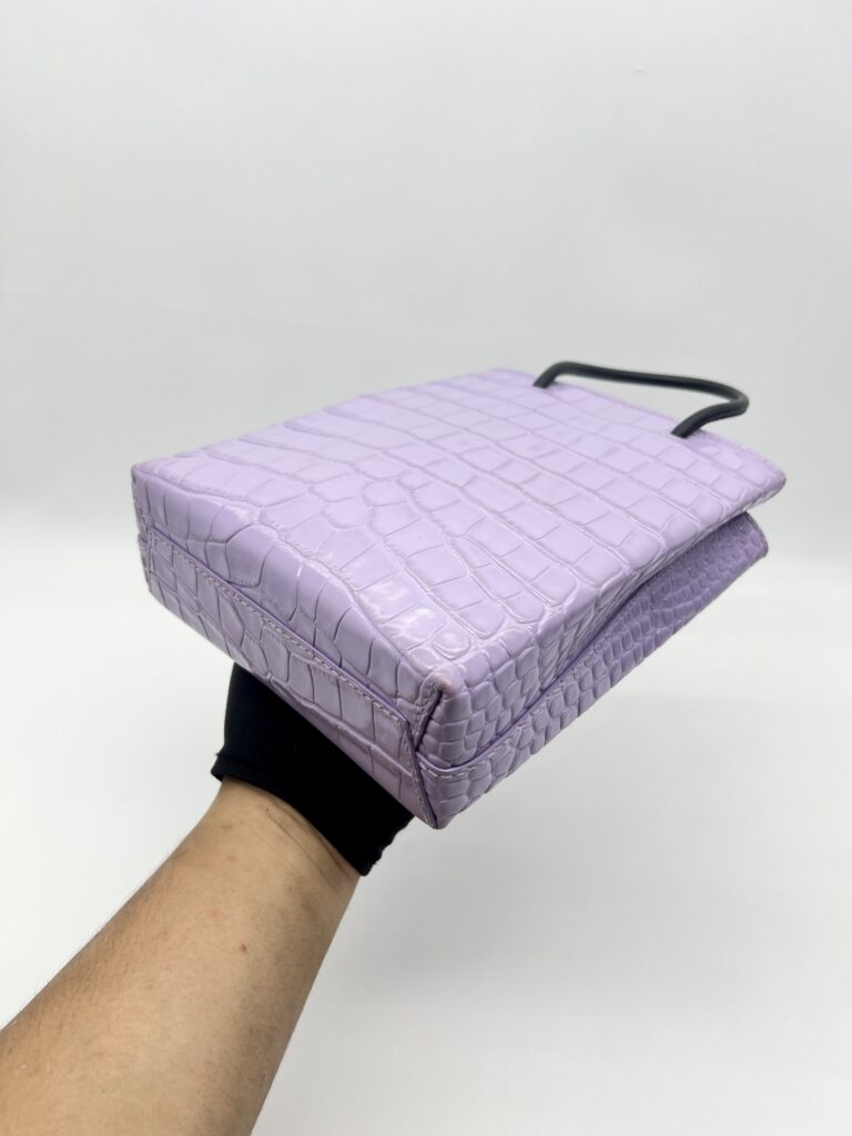 Balenciaga Mini Shopping Tote Embossed Croco Lilac  SHW