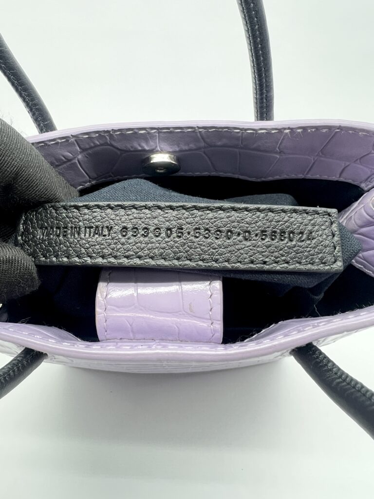 Balenciaga Mini Shopping Tote Embossed Croco Lilac  SHW
