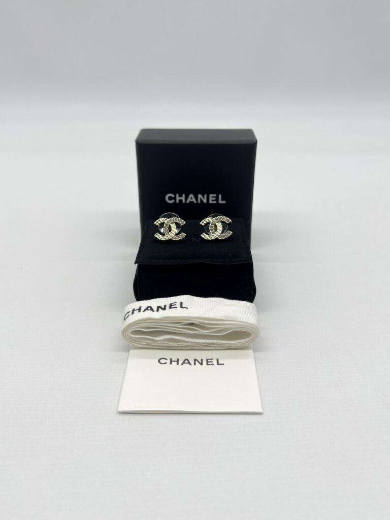 Chanel CC Crystal Earings Light Gold