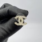 Chanel CC Crystal Earings Light Gold