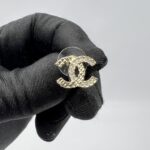 Chanel CC Crystal Earings Light Gold