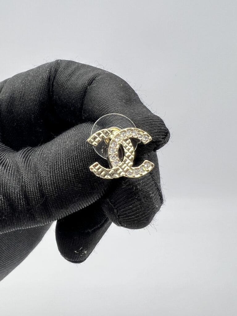 Chanel CC Crystal Earings Light Gold