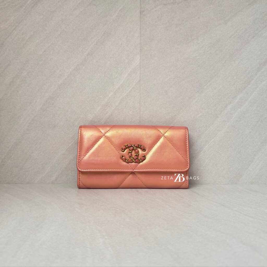 Chanel Classic Long Flap Iridescent Pink GHW