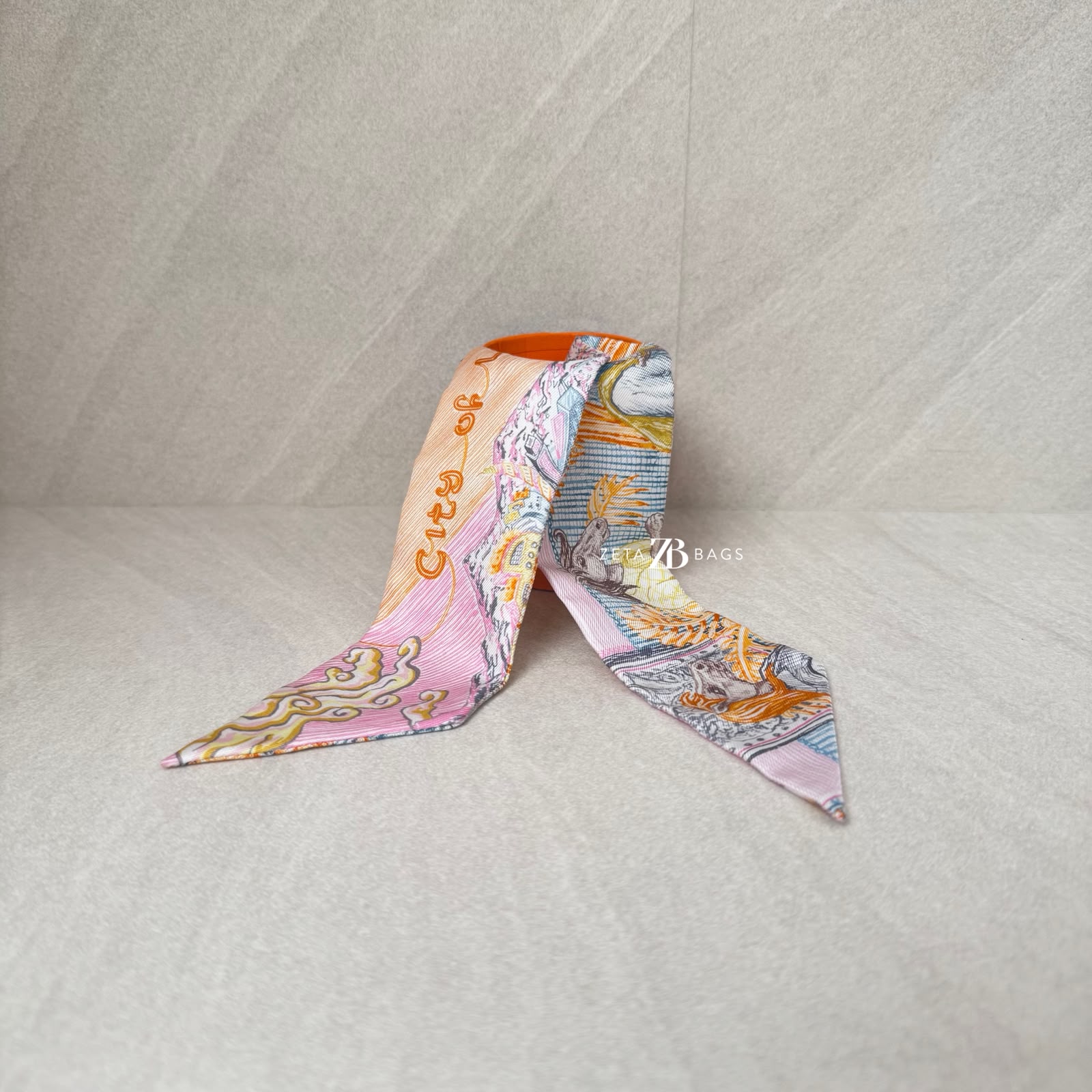 Hermes Twilly City Of Light Orange/Petrole/Vieux Rose